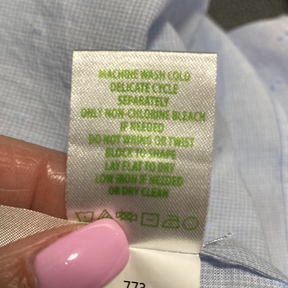 Lilly Pulitzer Raquelle Top Bluebell Blue Swiss Dot Dobby Chambray Sz XS NEW - Picture 10 of 12